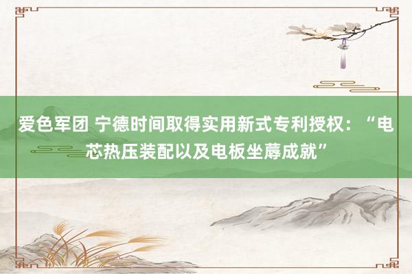 爱色军团 宁德时间取得实用新式专利授权：“电芯热压装配以及电板坐蓐成就”