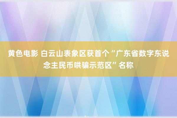 黄色电影 白云山表象区获首个“广东省数字东说念主民币哄骗示范区”名称