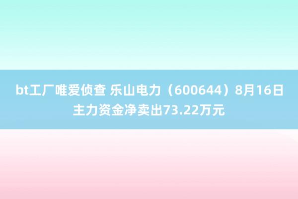 bt工厂唯爱侦查 乐山电力（600644）8月16日主力资金净卖出73.22万元