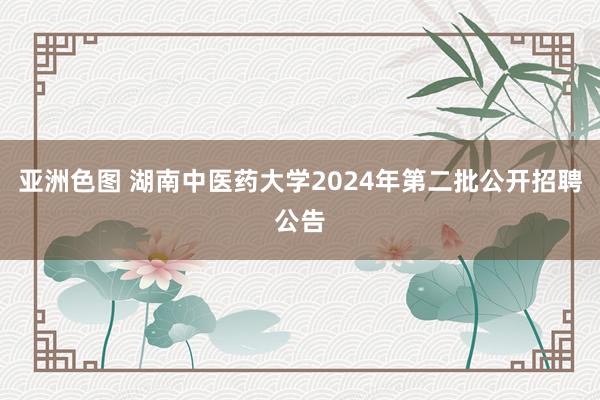 亚洲色图 湖南中医药大学2024年第二批公开招聘公告