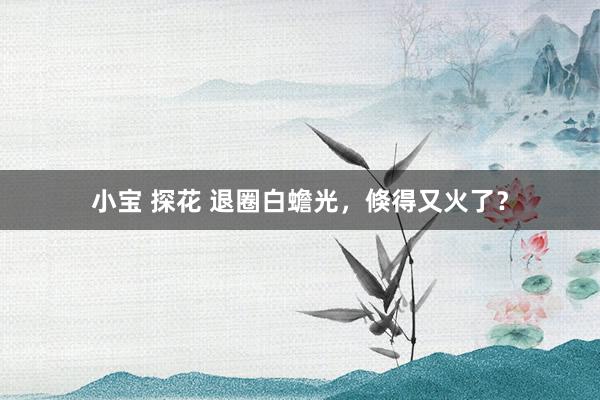 小宝 探花 退圈白蟾光，倏得又火了？