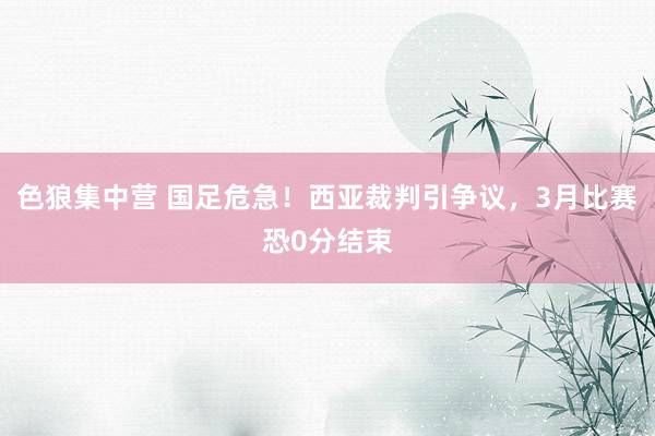 色狼集中营 国足危急！西亚裁判引争议，3月比赛恐0分结束
